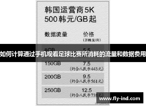 如何计算通过手机观看足球比赛所消耗的流量和数据费用